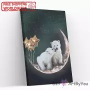 Paint By Numbers Kit Bear Cub Animal Kids Brush DIY Framed Art Beginner Draw Oil