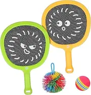 QUMIIRITY 1Set Tennis Racket Ergonomic Nonslip Grip Bright Colors Design for Outdoor Fun for Young Includes Rackets and Balls
