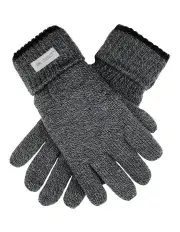 [Dents] Thinsulate Lined Knit Gloves With Rollover Cuff in Grey