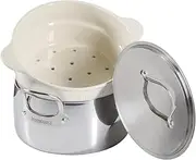 Bloomhouse 6-QT Triply Stainless Steel Dutch Oven w/Non-Stick Non-Toxic Ceramic Interior and Ceramic Steamer Insert