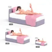 Resin 1/43 1/64 1/87 Sleeping Girl with Bed Pink Painted Figure Miniature Toys