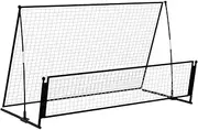 vidaXL Steel Soccer Rebounder and Football Goal, 2 in 1 Soccer Training Net, Portable Goal with Ground Pegs and Carry Bag, Black