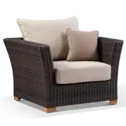 Coco 1 Seater Outdoor Wicker Arm Chair Chestnut Brown - Latte