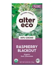 Alter Eco Organic Chocolate Raspberry Blackout 85% 2.65 Oz Pack Of 4