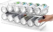 Can Dispenser for Refrigerator, Double-Layer Automatic Rolling Drink Organiser, Holder, Storage Rack for Refrigerators, Camping, RVs