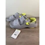 Crocs Classic All-Terrain Platform Gray Yellow Sandals Men's 13 New in Repla Box