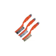 SP Tools 3Pcs 254mm Wire Brush Set - Carbon Stainless Steel Brass Brush Bristled