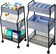 3-Tier Baby Diaper Caddy Organizer and Storage Cart with 4+2 Dividers, Mobile Me