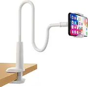 EZONEDEAL Gooseneck 84cm Universal Cell Phone Holder, Universal 360 Flexible Phone Stand Lazy Bracket Mount Long Arms Clamp for Phone (White)