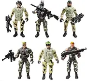 HAPTIME Soldier Figure Toy Army Men with Weapon / Military Action Figures Playset Special Force, Set of 6 (Each 3.75 inch Tall) (SWAT)