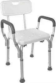 MINYII Shower Chair Bath Seat with Padded Arms, Pregnant Women's Shower Stool,Elderly Shower Chair,Removable Back and Adjustable Legs for Bathtub Safety (White, 85x19 cm)