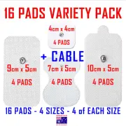 PainPod TENS EMS compatible ELECTRODE PADS CABLE + 16 PADS VARIETY PACK ⭐⭐⭐⭐⭐