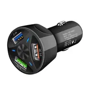 2Pcs 3 USB Ports Car Charger (Black)