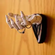 Halloween Skull Hand Ring Holder Wall Mounted Key Holder 3D White Bone Claw Hook Gothic Skeleton Home Wall Decor Entryway Organizer Unique Hanging Rack