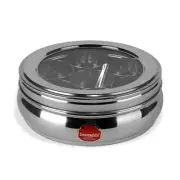 Stainless Steel Belly Shape Masala (Spice) Box Dabba 7 Containers and Small Spoo