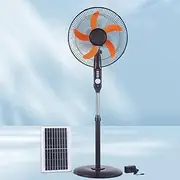 23.6 Inch Solar Pedestal Fan, 5-Blade Oscillating Standing Fans w/Light & USB charging port, 3-Speeds Standing Fan for camping, beach, hotel, picnic, fishing