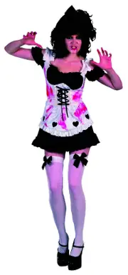 WH Ladies Costume Fancy Dress Halloween Scary Bloody French Maid