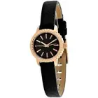 Diesel Women's Watch Timeframe Rose Gold Case Black Dial Leather Strap DZ5498