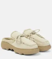 [Burberry] Burberry EKD shearling-lined suede mules AU 9 neutrals