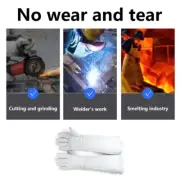 Professional Long Leather Gardening Gloves with Plush Inner for Welding Pruning