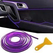 Car Interior Trim Strips, Universal 33ft(10m) Car Electroplating Decoration Styling Door Dashboard, Flexible Interior Trim Accessories with Installing Tool (Purple)