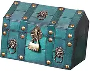 Generic Treasure Chest Decorative Storage Box Solid Wood with Password Lock for Women Trinket Box Decorative Trunk Keepsakes Box, Green