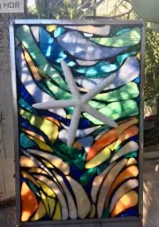Stained Glass Nautical Starfish Ocean Mosaic Window Suncatcher Panel OOAK