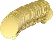 SINJEUN 500 PCS 3.5 Inch Mini Cake Boards, Round Golden Cardboard Mousse Cake Base, Mousse Cake Paper Board Cupcake Circles Tray Pastry Dessert Board with Tab for Decorating, Displaying