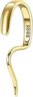 [BodyAce] 925 Sterling Silver Lip Rings Fake Labret Piercings, 16G Gold Real Lower Lip Studs Punk Faux Lip Cuff, Unique Design Non-Piercing Body Jewelry