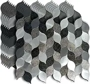 WEIMEISC 5 Sheets Peel and Stick Backsplash Tile for Kitchen, Self-Adhesive Mosaic Tile, Stick on Bathroom Vanities，Fireplace Décor, Laundry Table(9.25" X 11.41") (Leaves+Printing, 7)