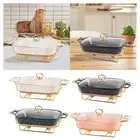 Chafing Dish Casserole Dish Serving Dish Ceramic Easy to Clean Clear Lid Chafer