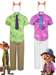 Nick Wilde Cosplay Costume Zootopia 2 Nick Cosplay Shirt Pants Tie Headwear
