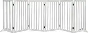 PaWz Wooden Pet Gate Dog Fence Retractable Safety Stair Barrier Security Door (White Large-282cm x 80cm x 1.8cm), Baby Playpen, Easy to Fold for Storage Cat Dog Enclosure, Include Two Support Feet