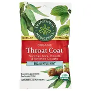 Traditional Medicinals, Organic Throat Coat® Drops, Eucalyptus Mint, 16 Menthol Cough Drops