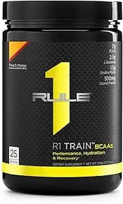 Rule1 R1 Train BCAA's 30 Servings Electrolytes 450 g, Peach Mango (30 Servings)