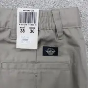 Dockers Chino Pants NWT Mens 38x30 Beige Pleated Stretch Waistband Straight Leg