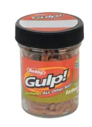 Berkley Gulp! Fish Bait, Brown Soft Earthworms, 1.1 Oz. Jar