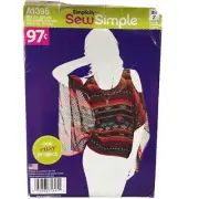 Simplicity Sewing Pattern 1395 Top Kimono Miss Size XXS-XXL