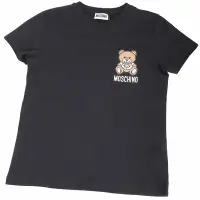在飛比找Yahoo奇摩購物中心優惠-MOSCHINO 童裝 電繪泰迪熊補丁彈性棉黑色短袖TEE 