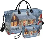 [YXYZRMY] Christmas Snowman Winter Travel Duffel Bag Gym Bag Sports Tote Bag with Multiple Interior Pockets Shoulder Weekender Bag for Women Men with Toiletry Bag 20.5”x 7.9”x 13.8”, Multi-Colored, one