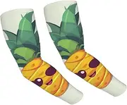 [FHEDVBN] Cute pineapple Arm Sleeves Compression Arm Covers for Men Women Outdoor Sun Sleeves Cooling Sports Sleeve, Black