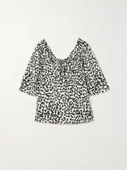 [MOTHER OF PEARL] MOTHER OF PEARL - Etta Gathered Printed Tencel Lyocell Blouse - Ivory - x large x large Ivory
