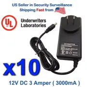 10 pcs 12V DC 3 Ampere 3000mA Power Supply Adapter Plug Size 5.5 x 2.1mm