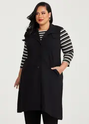 [TS] Taking Shape Bamboo Ponte Hana Button Front Vest Size 12 in - Plus Size Women's Clothing