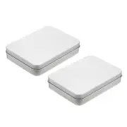Metal Tin Box Containers, 2Pcs 4.5x3.4x0.9 Inch Portable Storage Boxes, Silver