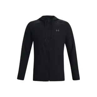 【UNDER ARMOUR】Woven防風外套 男款 風衣外套 黑色(1370499-001)