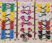 3 Packs of ELASTIC PONYTAIL HOLDER BEAD GIRL HAIR SCRUNCHIE KNOCKER BALL