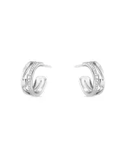 Georg Jensen 18K White Gold Fusion Diamond Small Hoop Earrings