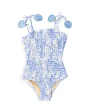 Shade Critters Girls' Tropical Blues Smocked One Piece Swimsuit - Baby, Little Kid, Big Kid