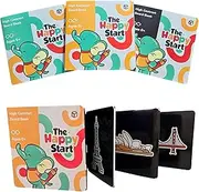 Happy Start Tummy Time Books for Babies – High Contrast Baby Book, Black and White Books for Newborns, Hospital Approved Baby Board Books, Stand Up High Contrast Books for Newborns Ages 0+ (3 Pack)